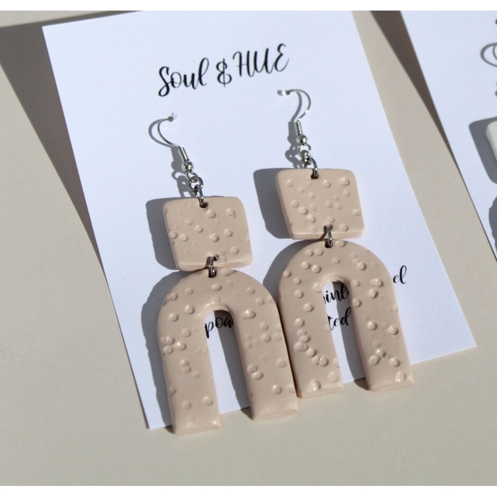 Handcrafted Taupe Clay Earrings